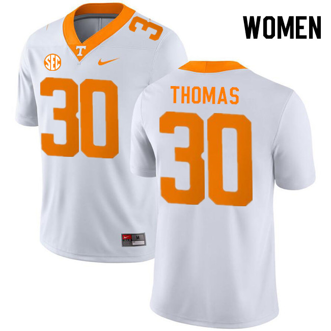 Women #30 Jakobe Thomas Tennessee Volunteers College Football Jerseys Stitched-White